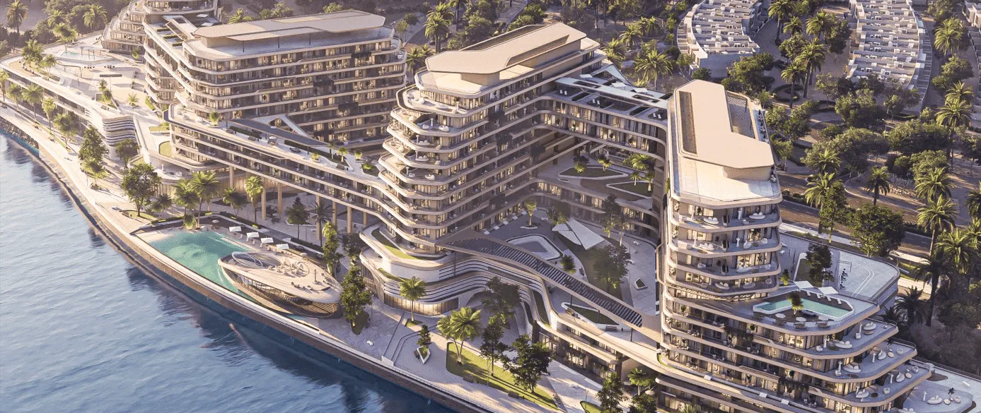 Aerial view of Quattro Del Mar’s four interconnected residential towers