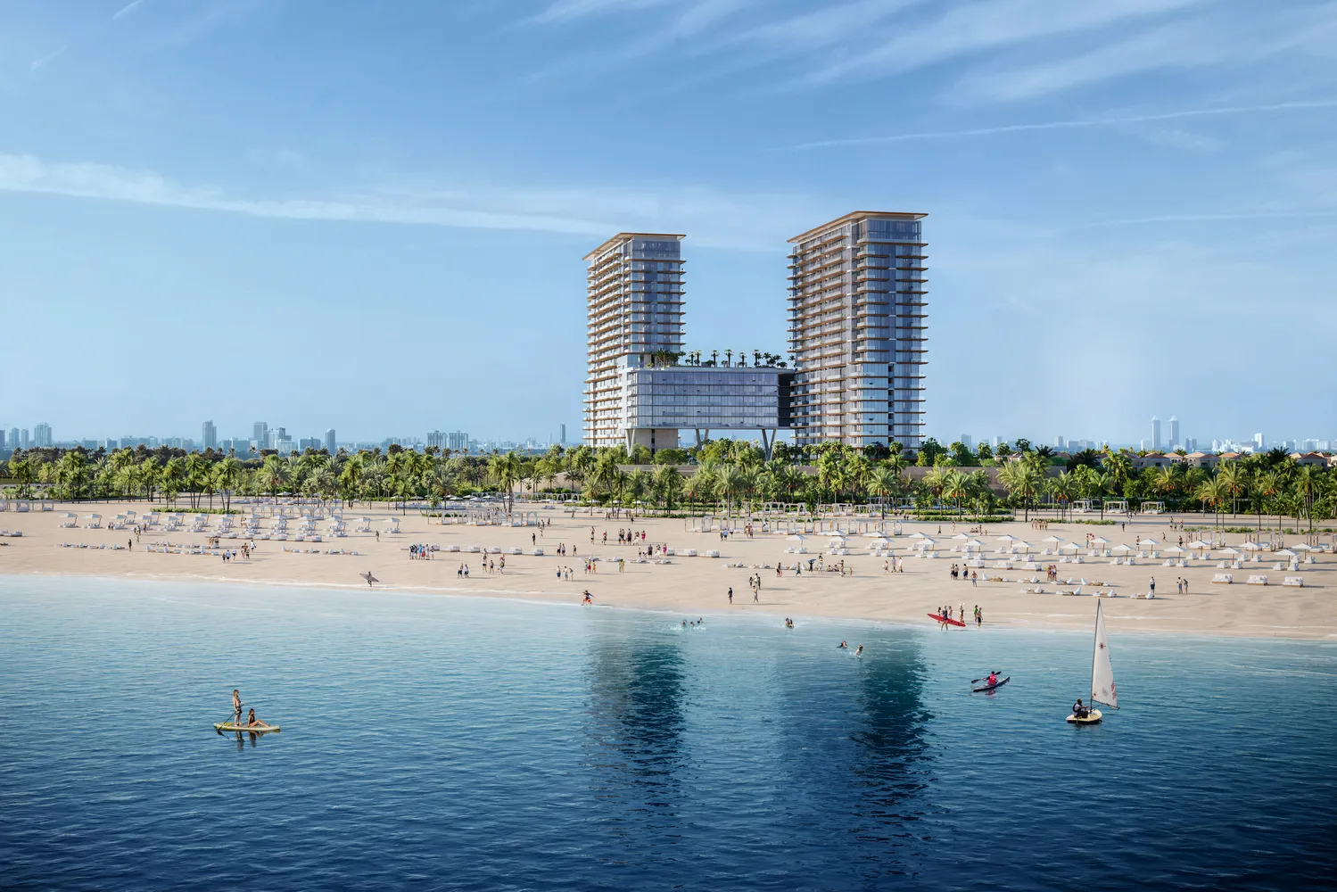 Upper House Dubai by Ellington Properties, two residential towers connected by an elevated block, equipped with Comelit IP video intercom system